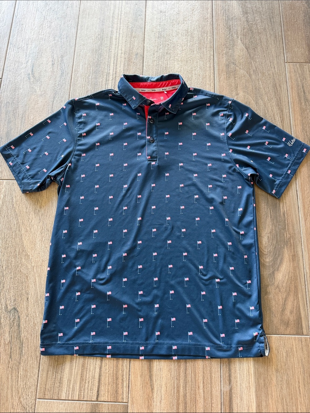 Walter Hagen Men's Navy Golf Polo Shirt with USA Flag Print. Men’s Small